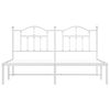 vidaXL Метална рамка за легло с горна табла, бяла, 160x200 см