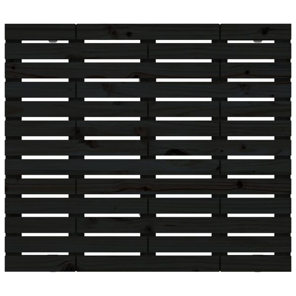 vidaXL Стенна табла за спалня, черна, 146x3x91,5см, борово дърво масив