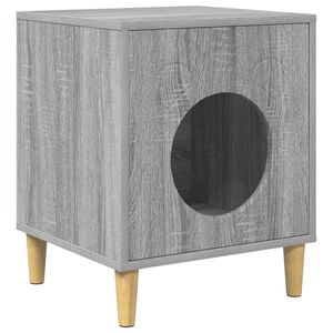 vidaXL Къща за котки Сив Сонома 42,5 x 40 x 53 см Инженерна дървесина