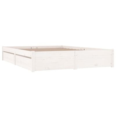 vidaXL Рамка за легло с чекмеджета, бяла, 120x200 см