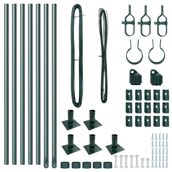 vidaXL Оградни стълбове 7 pcs Зелен Ø32mm 70 см Поцинкована стомана