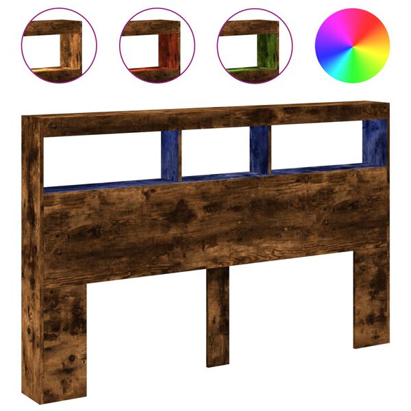 vidaXL Табла шкаф с LED, опушен дъб, 160x17x102 см