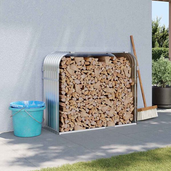 vidaXL Поставка за дърва, сребрист, 120x45x100 см, поцинкована стомана