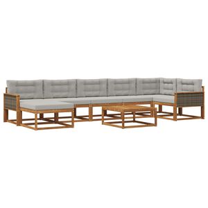 vidaXL Комплект дивани за открито 8 pcs Натурално и светлосиво