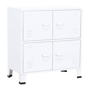 vidaXL Индустриален скрин за съхранение, бял, 75x40x80 cм, стомана