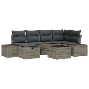 vidaXL Комплект дивани с възглавница 7 pcs полиратан