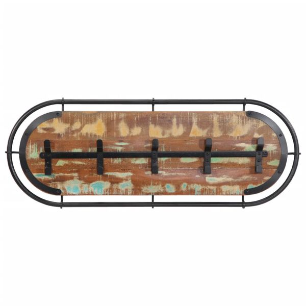 vidaXL Стенна закачалка с 5 куки, регенерирано дърво масив