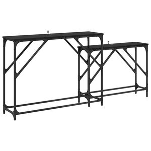 vidaXL Конзолна маса 2 pcs Черния дъб 100 x 28 x 75 см Инженерно дърво