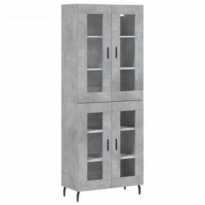 vidaXL Висок шкаф, бетонно сив, 69,5x34x180 см, инженерно дърво