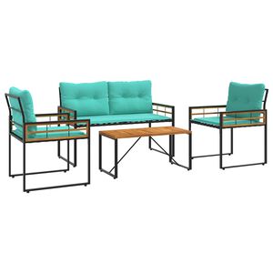 vidaXL Комплект за външни мебели с възглавница 4 pcs Тюркоаз