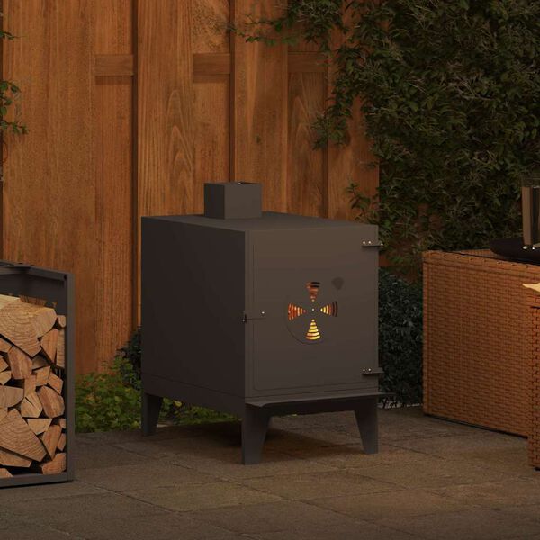 vidaXL Къмпинг котлон Черно 35 x 50 x 60 см Студено валцована стомана