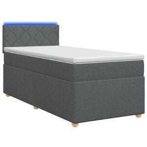 vidaXL Легло с пружина и матрак с LED Тъмносиво 90 x 190 cm Текстил