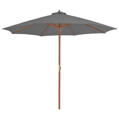 vidaXL Градински чадър с дървен прът, 300 см, антрацит