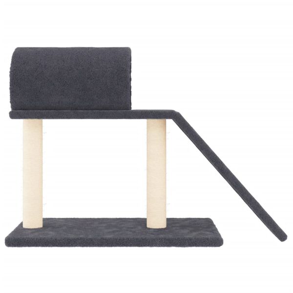 vidaXL Котешки драскалки с тунел и стълба, тъмносив, 55,5 см