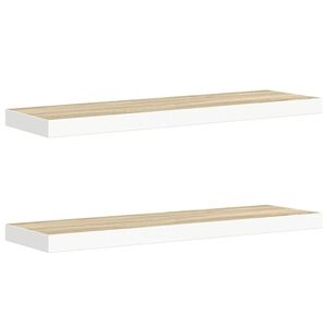 vidaXL Окачени стенни рафтове, 2 бр, дъб и бял, 80x23,5x3,8 см, МДФ