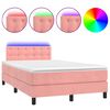 vidaXL Боксспринг легло с матрак и LED, розово, 120x200 см, кадифе