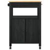 vidaXL Кухненска количка Черно 88,5 x 40 x 60 см Солиден бор