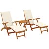 vidaXL Сгъваем и reclining шезлонг 3 pcs Кремавобяло