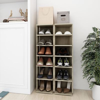 vidaXL Шкафове за обувки, 2 бр, дъб сонома, 27,5x27x102 см