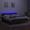 vidaXL Боксспринг легло с матрак и LED, тъмнокафяво, 180x200 см, плат