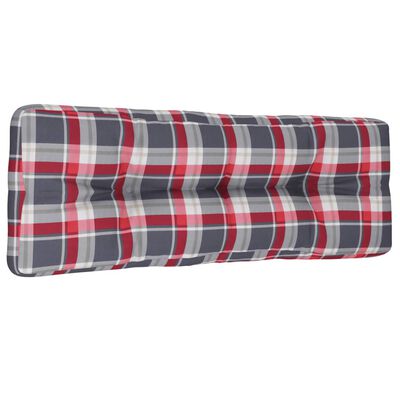 vidaXL Палетна възглавница, червено каре, 120x40x12 см, текстил