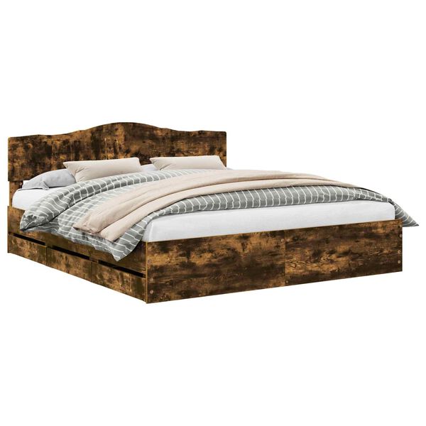 vidaXL Рамка за легло Димян дъб 180 x 200 cm Инженерна дървесина