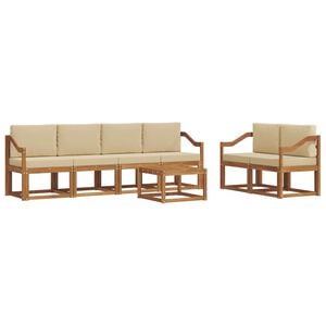 vidaXL Комплект дивани за открито 7 pcs Натурален и Бежов