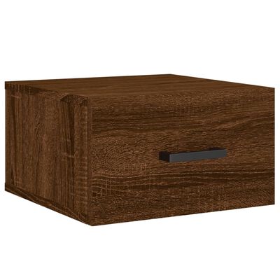 vidaXL Нощно шкафче за стенен монтаж, кафяв дъб, 35x35x20 см