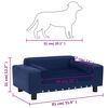 vidaXL Кучешки диван, син, 81x43x31 см, плюш и изкуствена кожа