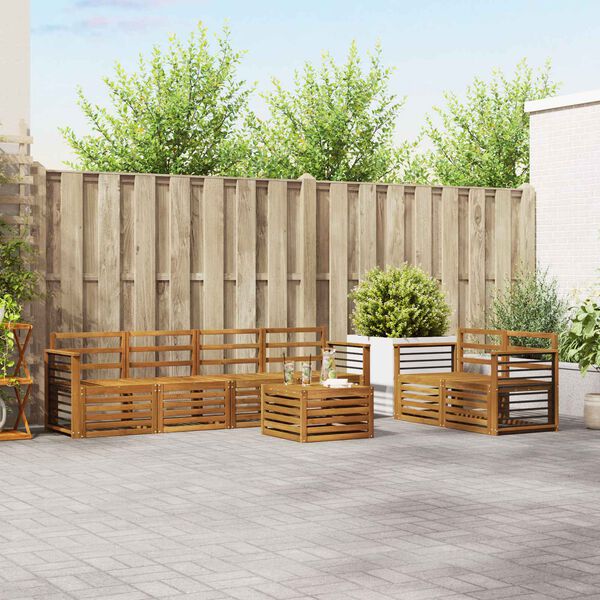 vidaXL Комплекти дивани 7 pcs Естествен Солидно акациево дърво