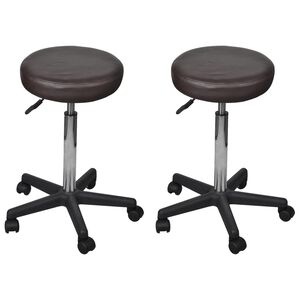 vidaXL Офис табуретки, 2 бр, кафяви, 35,5x84 см, изкуствена кожа