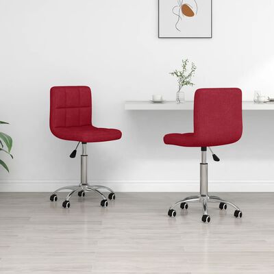 vidaXL Въртящи се трапезни столове, 2 бр, виненочервени, текстил