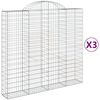 vidaXL Габионни кошници арка 3 бр 200x50x180/200 см поцинковано желязо