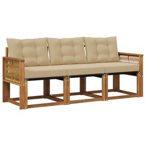 vidaXL Комплект дивани за открито 3 pcs Натурален и Бежов