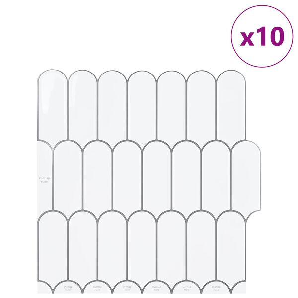vidaXL Декоративни лепенки 10 pcs Бяло сиво 30 x 30 x 0,8 см