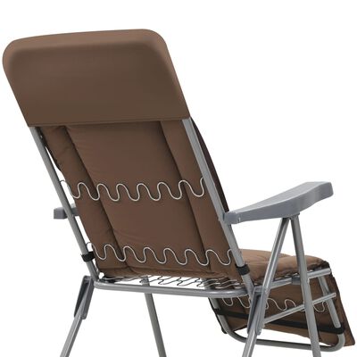 vidaXL Сгъваеми градински столове с възглавници, 2 бр, кафяви