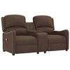 vidaXL 2-местен масажен реклайнер с държачи за чаши, кафяв, текстил