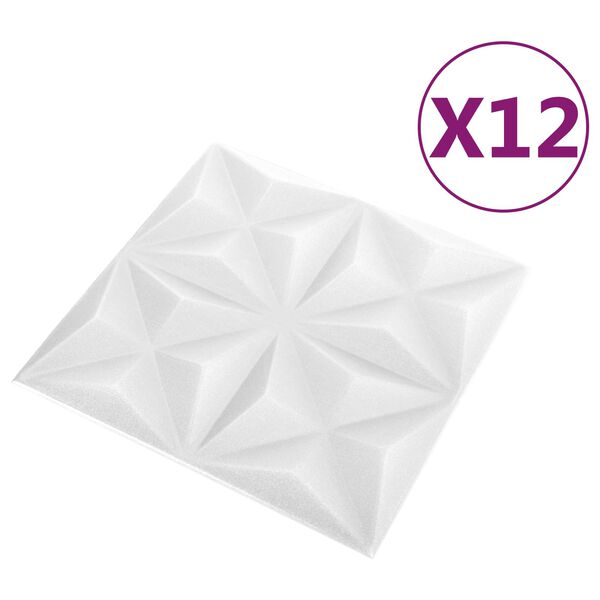 vidaXL Стенни панели 12 pcs Оригами Бял 50 x 50 cm XPS Пяна