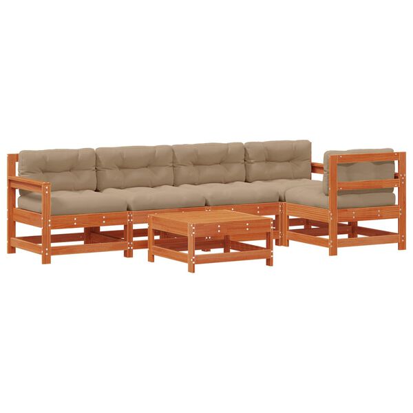 vidaXL Комплект за почивка в градина 6 pcs Восъчен Кафяв