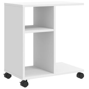vidaXL Помощна маса с колелца бяла 50x30x55 см инженерно дърво