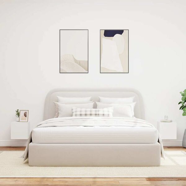 vidaXL Стенни ТВ шкафове с LED осветление, 2 бр, бели, 30,5x35x30 см