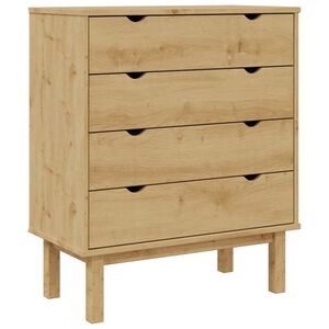 vidaXL Шкаф с чекмеджета OTTA, 76,5x39,5x90 см, борово дърво масив