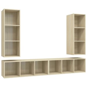 vidaXL ТВ шкафове за стенен монтаж, 4 бр, дъб сонома, инженерно дърво