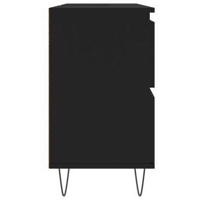 vidaXL Шкаф за баня, черен, 80x33x60 см, инженерно дърво