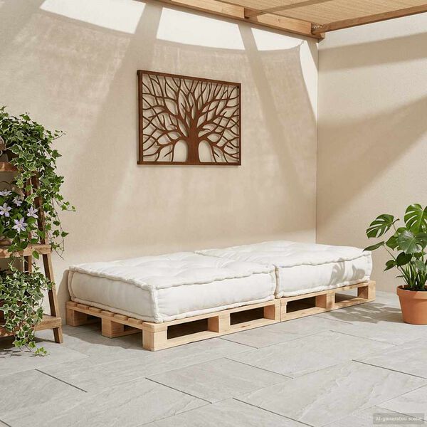 vidaXL Модулен диван крем 70x70x36 плат