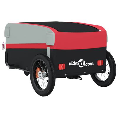 vidaXL Ремарке за велосипед, черно и червено, 30 кг, желязо