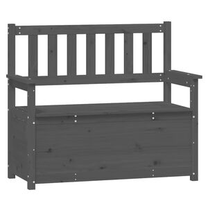 vidaXL Пейка, сива, 112,5x51,5x96,5 см, бор масив