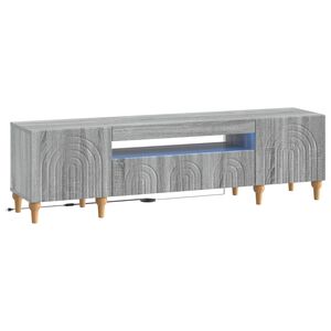 vidaXL LED телевизионен кабинет Сив Сонома Инженерна дървесина