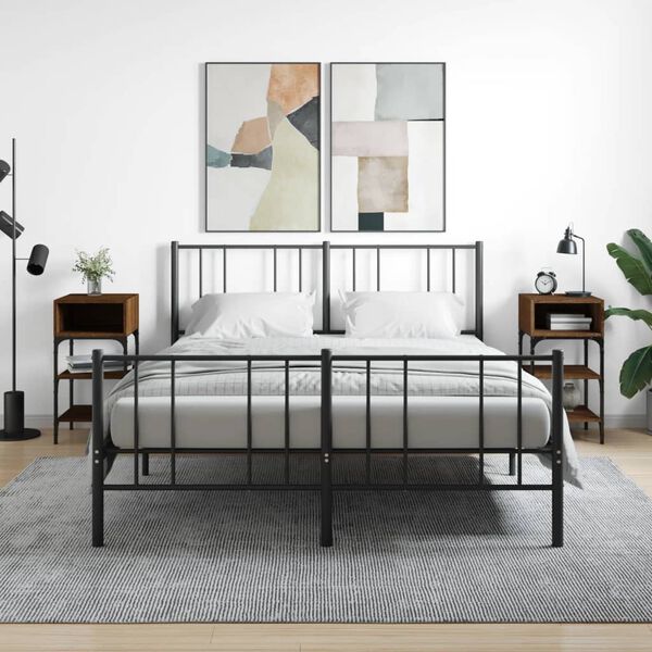 vidaXL Нощни масички, 2 бр, кафяв дъб, 35x34,5x70 см, инженерно дърво