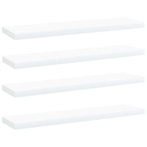 vidaXL Рафтове за етажерка, 4 бр, бели, 40x10x1,5 см, инженерно дърво